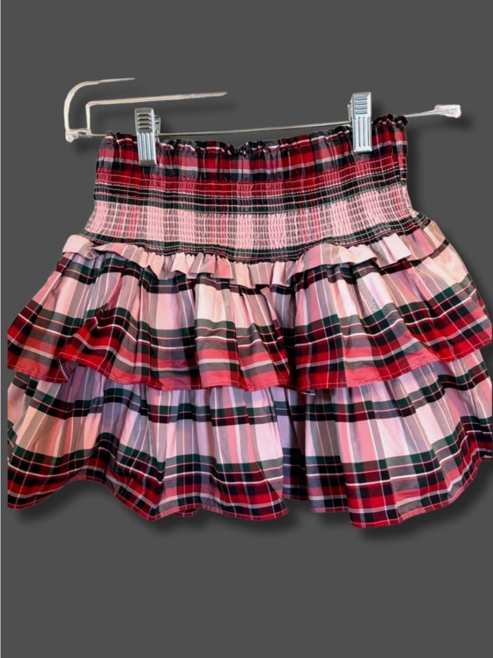 American Girl Janie and Jack Girls 8 Plaid Smocked Ruffle Christmas Skirt